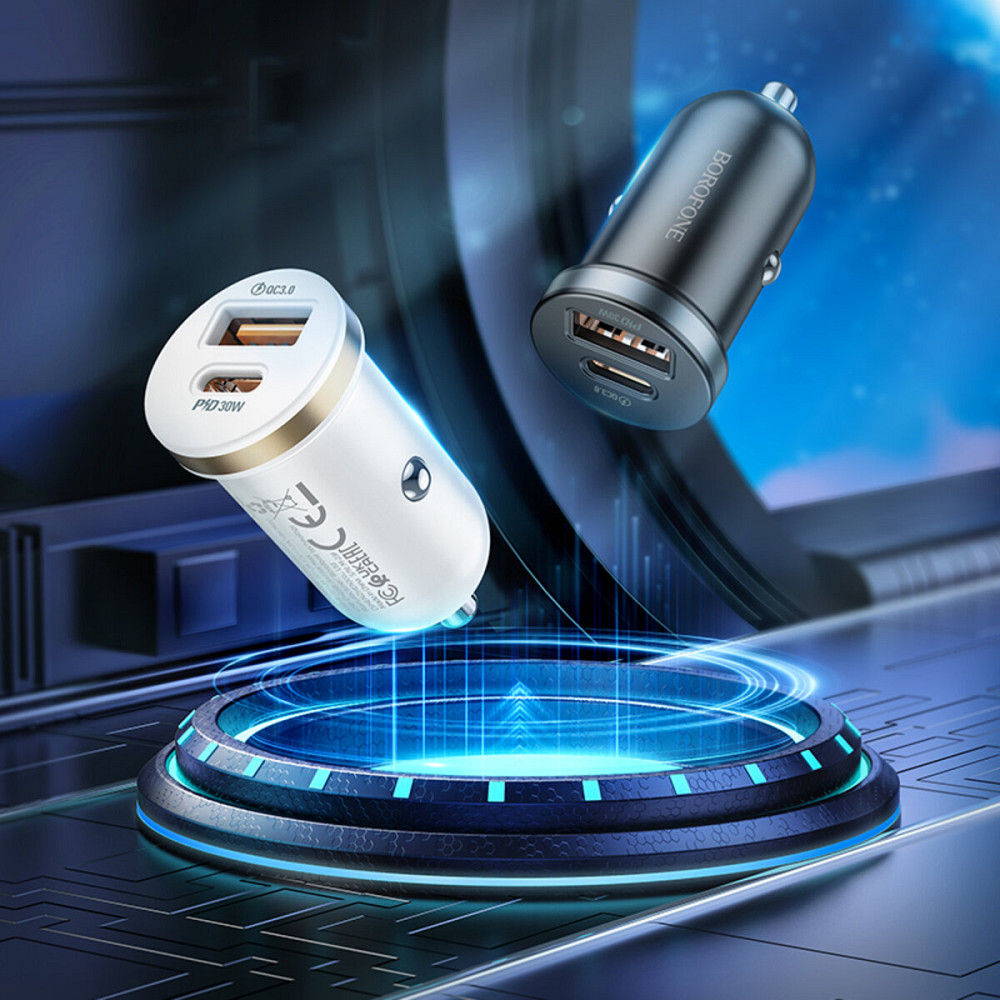 Автомобільний зарядний пристрій BOROFONE BZ22 Scenery dual port PD30W+QC3.0 car charger Black (6941991105180) Киев - изображение 3
