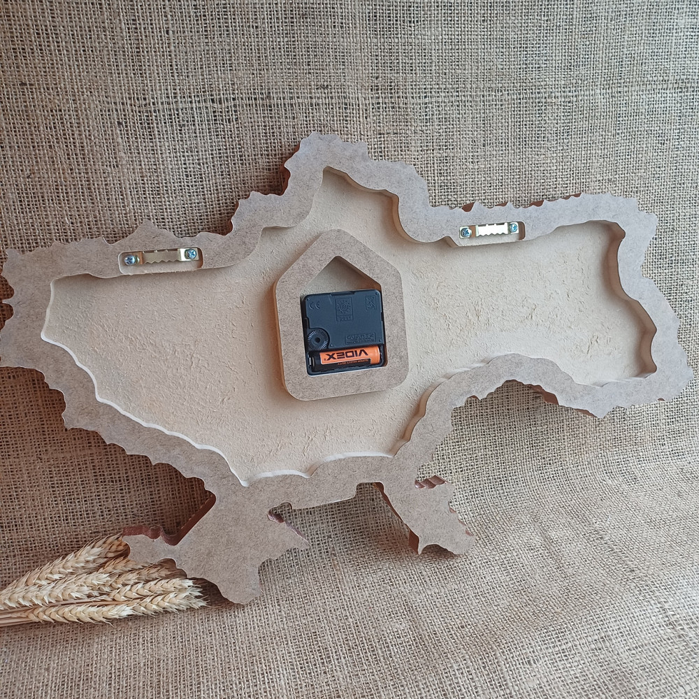 Годинник настінний 50 х 32 см з епоксидної смоли ручної роботи "Карта України" Дніпро - фото 9