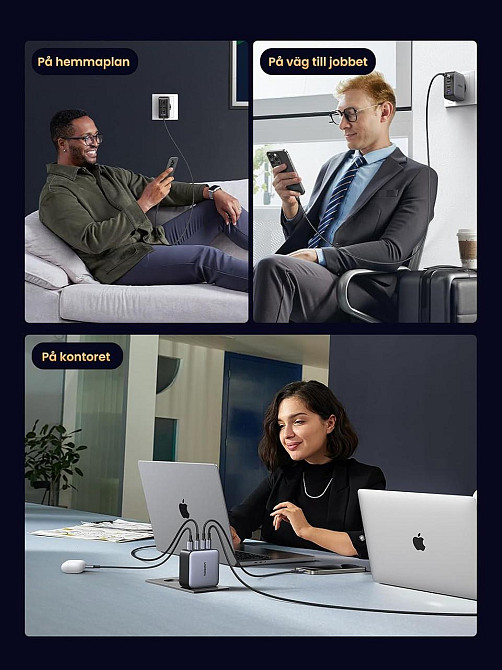 UGREEN Nexode 100W GaN повербанк, 4 порти USB-C та USB-A, швидка зарядка PD, PPS, адаптер для MacBook, iPhone, iPad, Galaxy Київ - фото 6