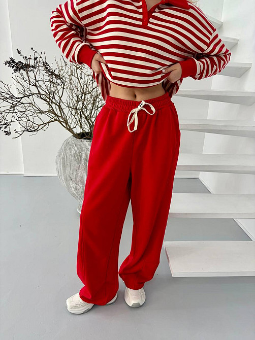 Женский стильный повседневный костюм поло на пуговицах, брюки палаццо тринитка. Одесса - изображение 7