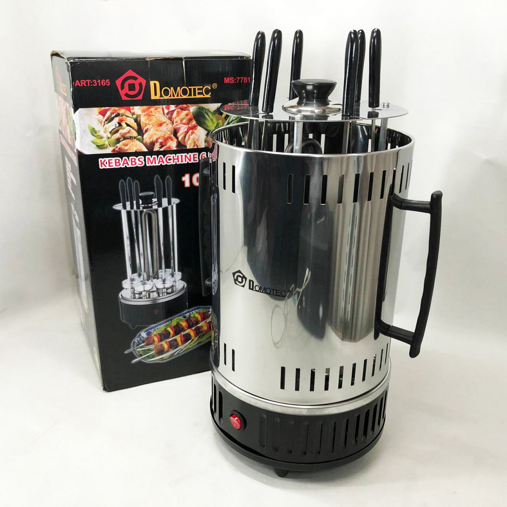 Шашличниця електрична Domotec MS-7781 на 6 шампурів 1000Вт вертикальна з нержавіючої сталі YZ-28 Івано-Франківськ - фото 3