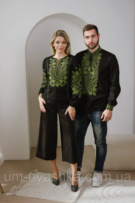 Мужская льняная вышиванка хаки Всеволод Кривой Рог - изображение 4