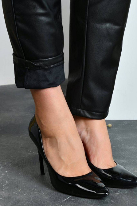 Теплые штаны из экокожи на меху Richy батал 54, Черный Киев - изображение 6