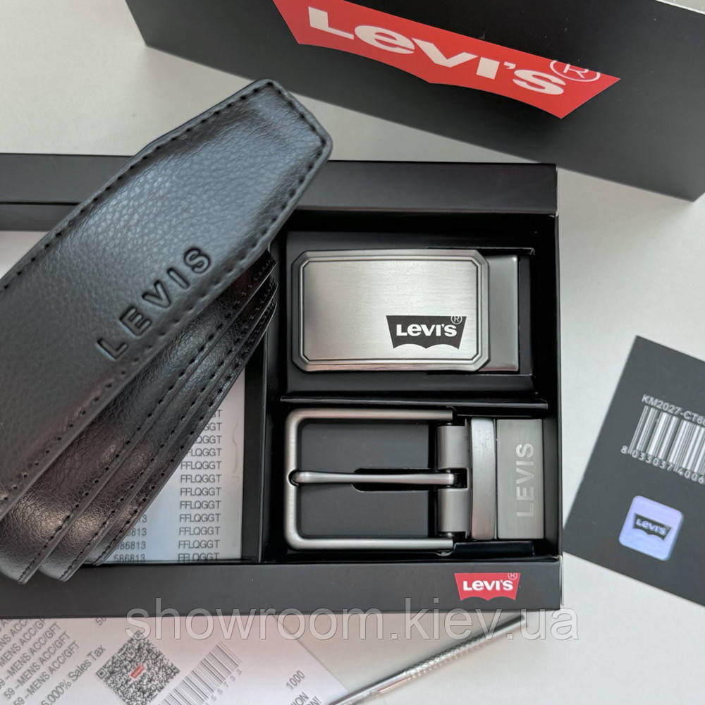 Двосторонній ремінь із двома пряжками в подарунковій упаковці Levis (516) Київ - фото 4