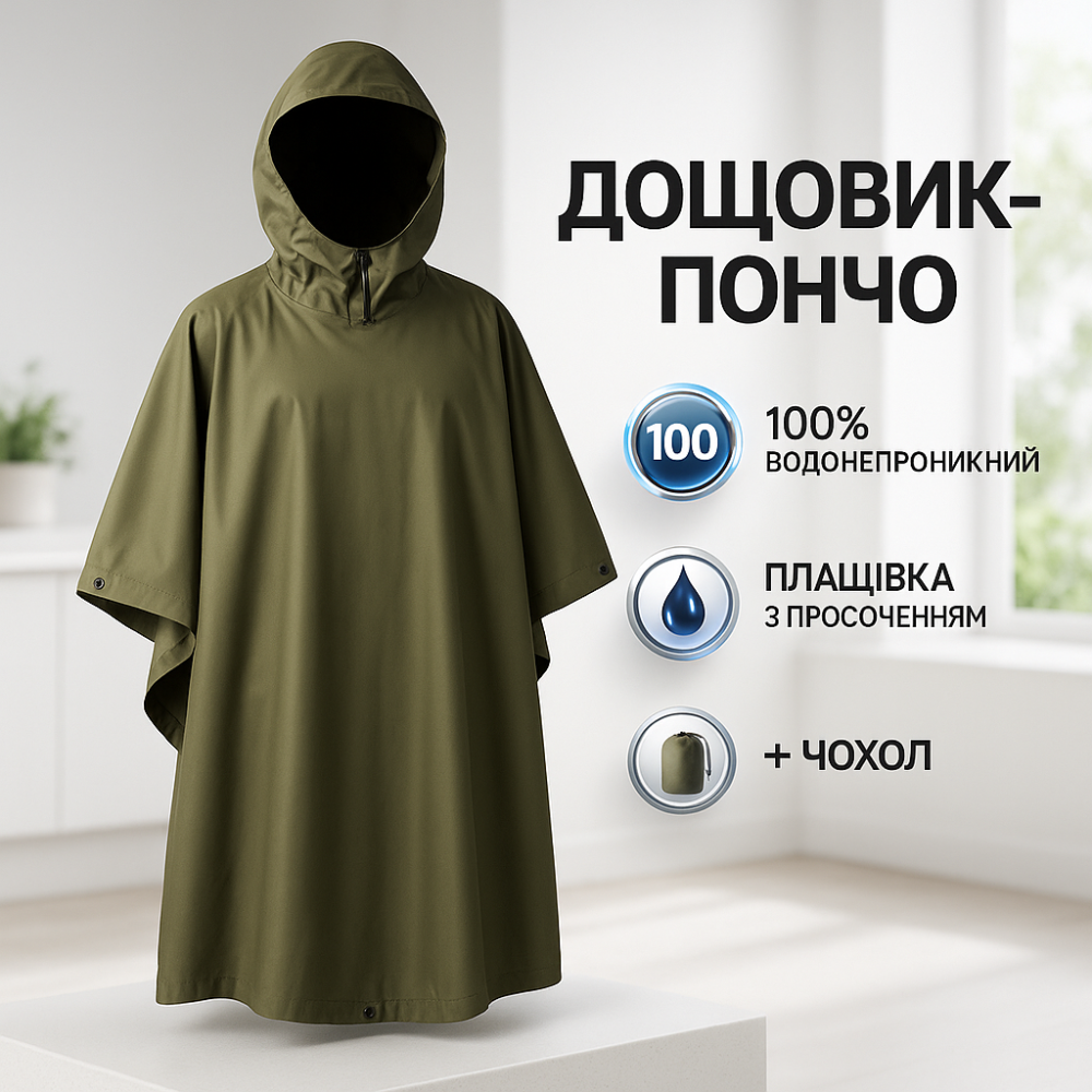 Дощовик всу, Дощовик плащ-намет, дощовий спеціальний Качественный дождевик пончо плащ-палатка HP-82 Львів - фото 19