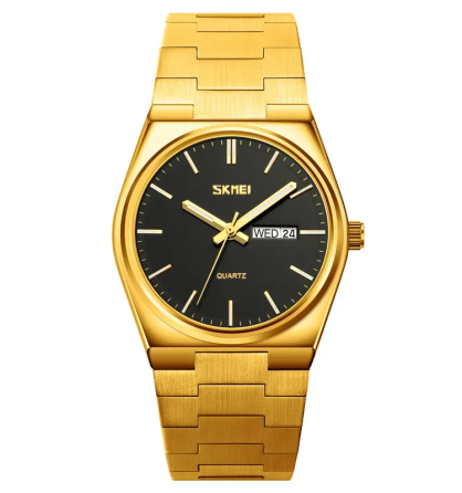 Чоловічий класичний годинник Skmei 9288 (Золотистий із чорним) Вінниця