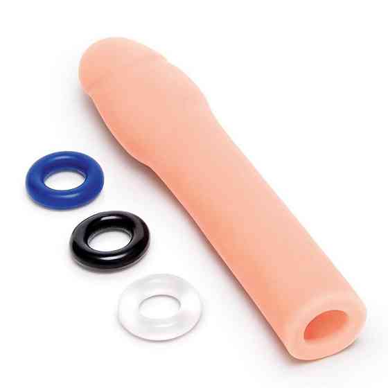 Насадка на пенис Size-Up Penis Entender с 3 эрекционными кольцами в наборе, бежевая Sex Aura Киев