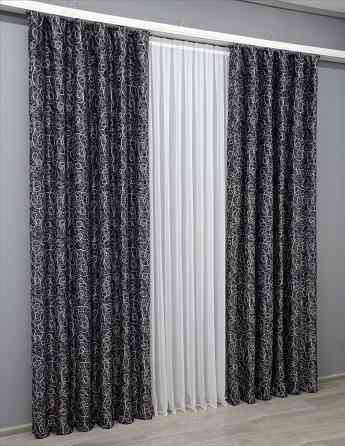 Комплект готовых штор VR-Textil Блэкаут-софт Жаклин № 670ш(А) Черный с серым 100х270 см 2шт (31-099) Киев