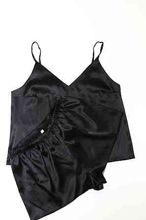 Пижама женская атласная Черный XL Харьков