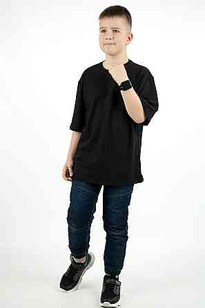 Футболка для хлопчика оверсайз, чорна бавовняна, топ Київ