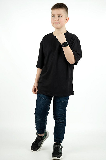 Футболка для хлопчика оверсайз, чорна бавовняна, топ Київ - фото 2