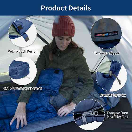 Спальник з капюшоном Naturehike MJ300 CNK2300SD014, темно-блакитний Київ