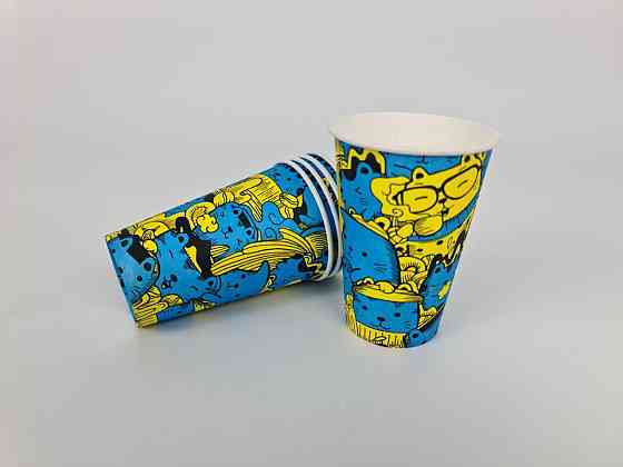 Стаканы бумажные одноразовые 340 мл Котики  (50 шт) Харьков