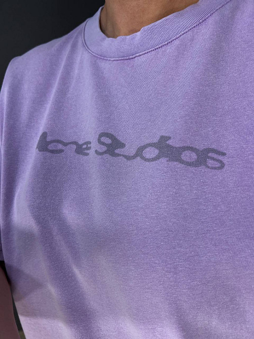 Футболка женская A-N 27039 вареная тай-дай оверсайз хлопок с надписью, сиреневый, one size Киев - изображение 18