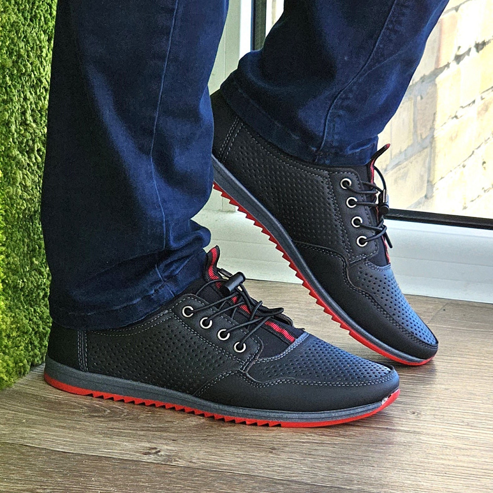 Чоловічі мокасини Літні Чорні Туфлі Сіточка Перфорований у дірочку (розміри: 40,41,42,43,44,45) - 218-2 Дніпро - фото 2