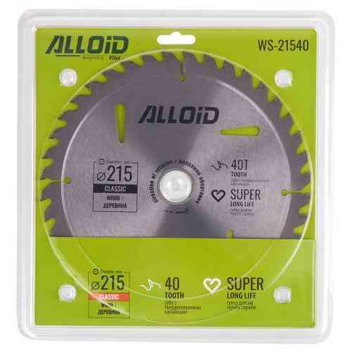Диск пиляльний по дереву з твердосплавними напайками 215х30/25,4мм, 40 зубів Alloid Одеса