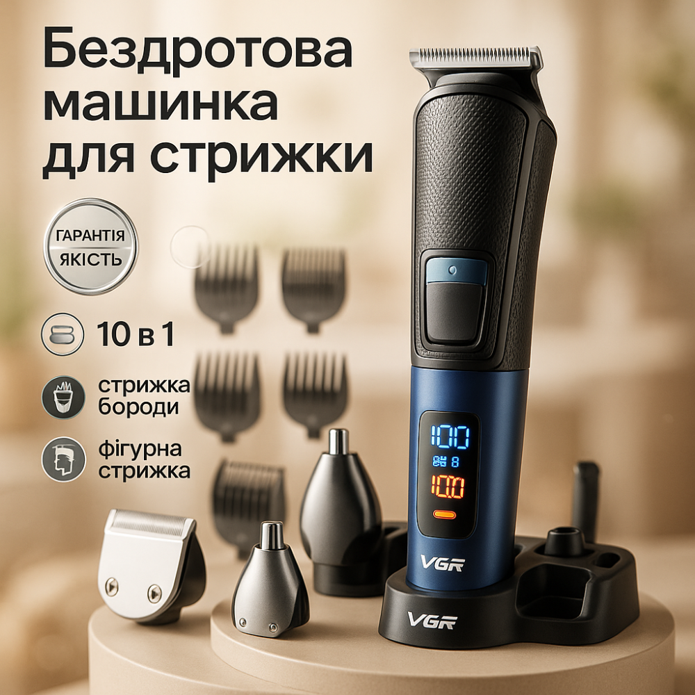 Хороший бездротовий тример, Машинка для стрижки волосся бездротова, Сімейна машинка для стрижки волосся VN-57 Львів - фото 16