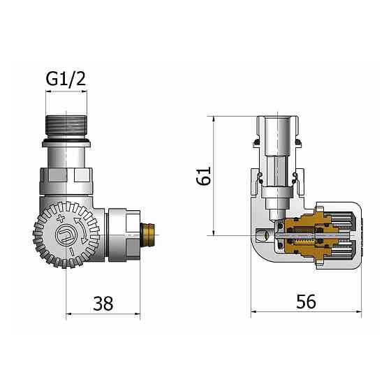 Комплект вентилів термостатичний Vario Term VISION 3-севий, правий, білий Київ