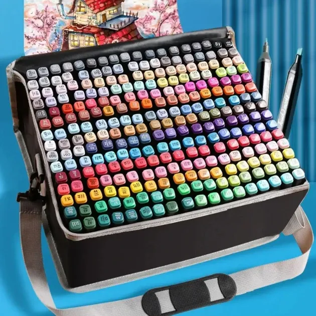 Набор двухсторонних маркеров Sketch Marker 262 цвета, профессиональные фломастеры в удобной сумке Одесса - изображение 6