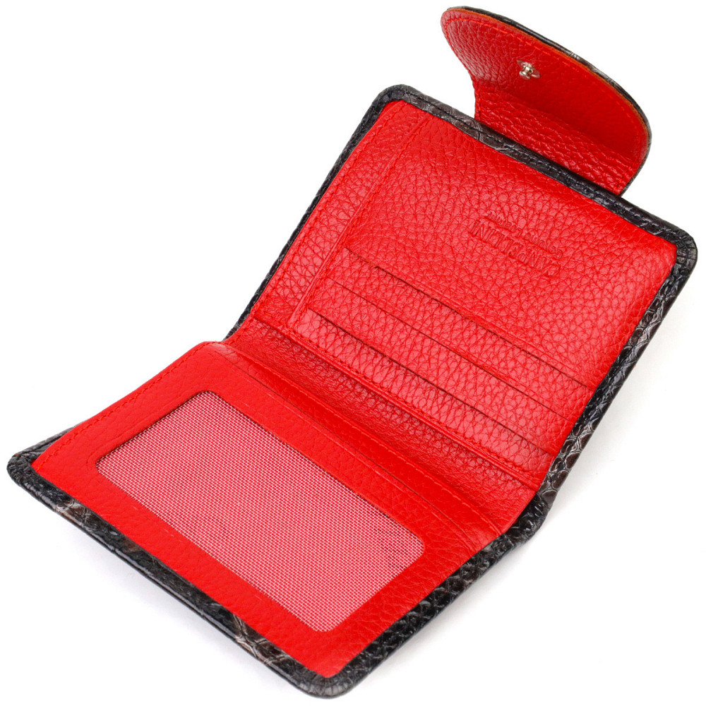 Фактурне жіноче портмоне середнього розміру з натуральної шкіри з тисненням під змію CANPELLINI 21805 Різнокольорове Київ - фото 9