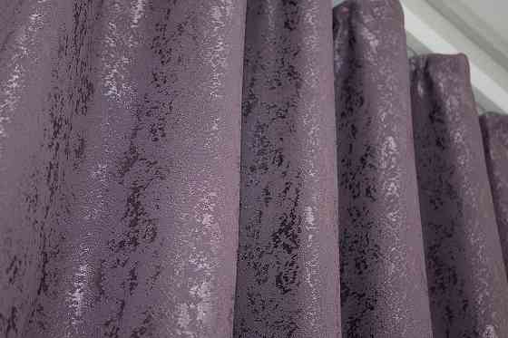 Комплект готовых штор VR-Textil Лен мрамор Pavliani № 1171ш Фиолетовый 100х270 см 2 шт (31-612) Киев