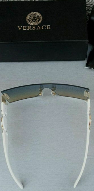 Брендовые солнцезащитные очки маска женские сине бежевый градиент дужк. Киев - изображение 5