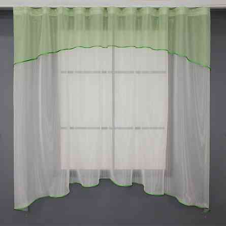 Гардина кухонная VR-Textil № 036к арка 280х170 см Молочный с салатовым (50-370) Киев
