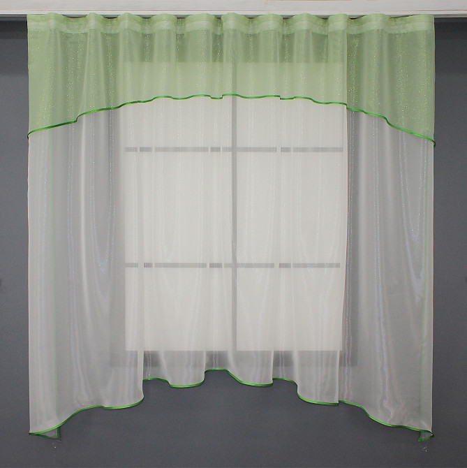 Гардина кухонная VR-Textil № 036к арка 280х170 см Молочный с салатовым (50-370) Киев - изображение 1