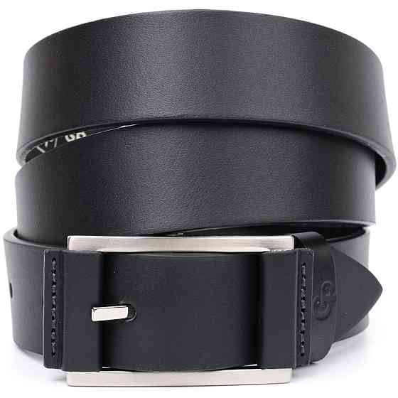 Брючний шкіряний ремінь для чоловіків з квадратною пряжкою Чорний (GRANDE PELLE) Київ