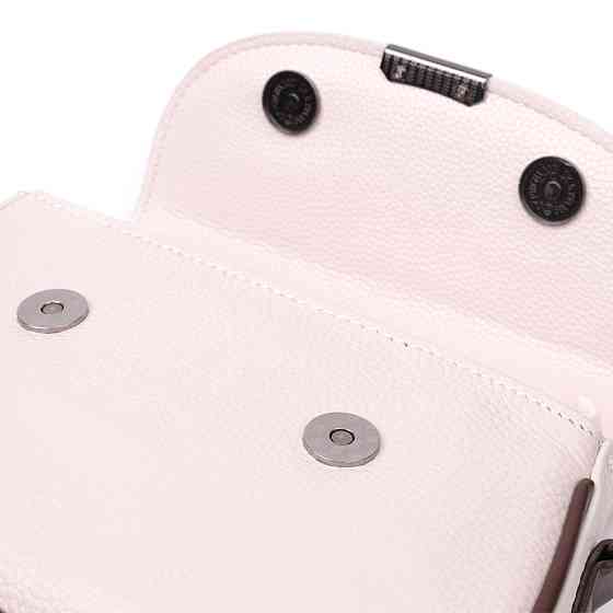 Жіноча сумка з фактурним клапаном із натуральної шкіри Vintage 22372 Біла Київ