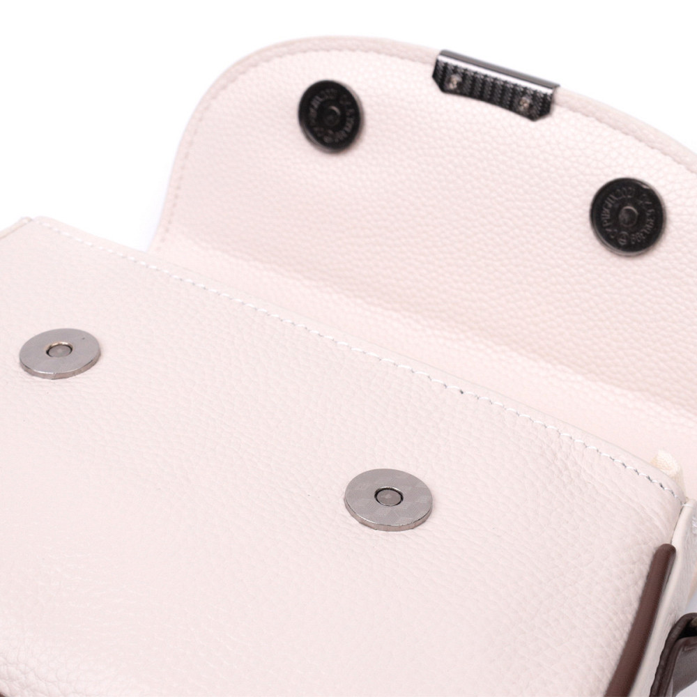 Женская сумка с фактурным клапаном из натуральной кожи Vintage 22372 Белая Киев - изображение 6