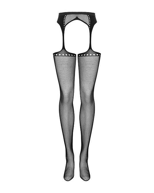 Сітчасті панчохи-стокінги зі стрілкою Obsessive Garter stockings S314 S/M/L, чорні, імітація гартері Sex Aura Київ - фото 5