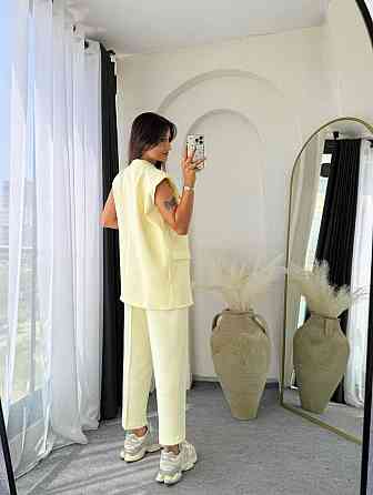 Жіночий базовий костюм-штани: жилет і штани креп костюмка Жовтий, 50/52 Одеса