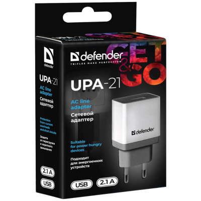 Зарядний пристрій Defender UPA-21 white, 1xUSB, 5V / 2.1A (83571) Вінниця - фото 3