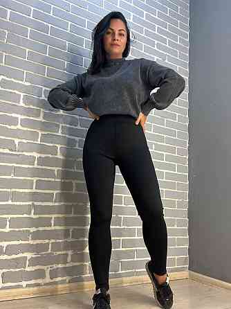 Лосины женские Alia 915 дайвинг широкий пояс высокая талия утепленные на меху черные, черный, 3XL Киев