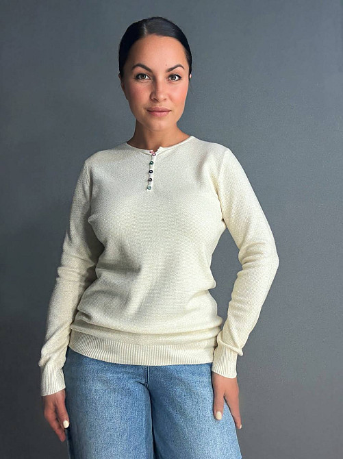 Свитер женский A-N 02493 букле с пуговицами тонкий и теплый базовый, молочний, one size Киев - изображение 1