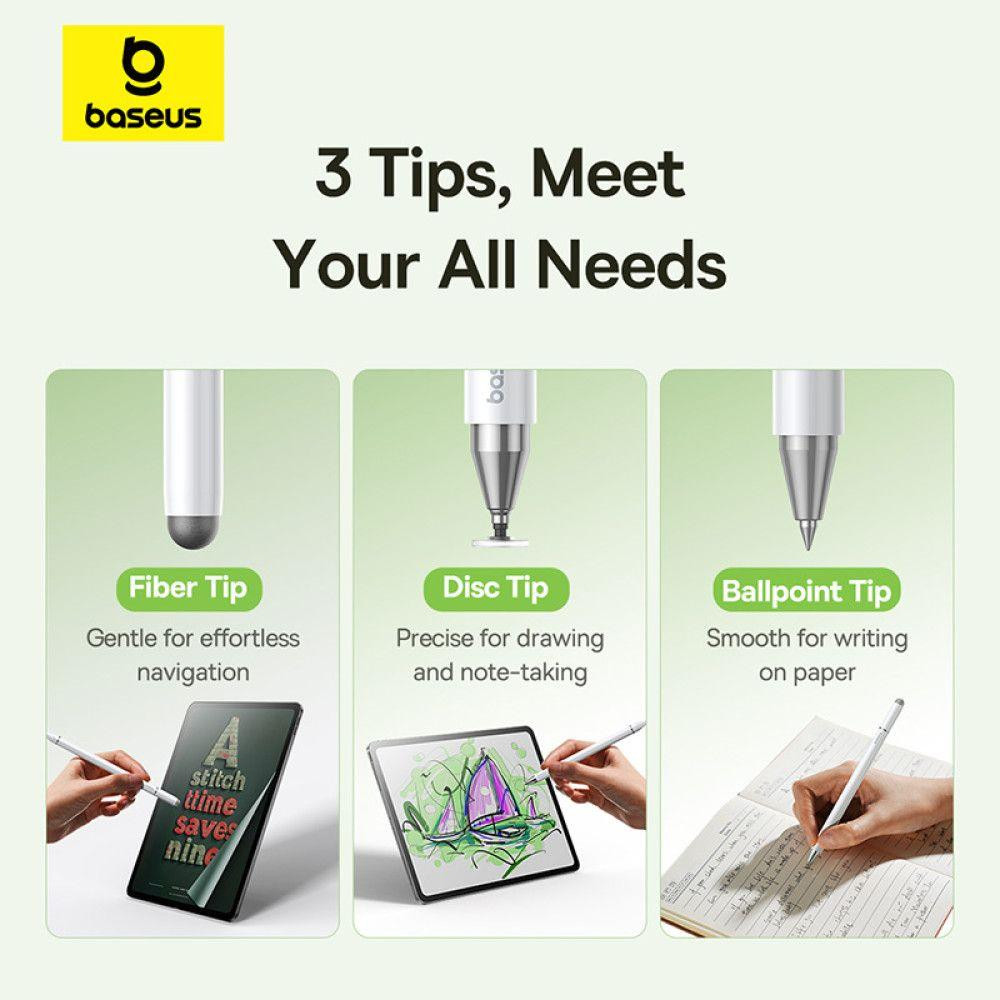 Стилус Baseus Smooth Writing III 3-in-1 Passive Stylus Non-magnetic Version Moon White Одеса - фото 7