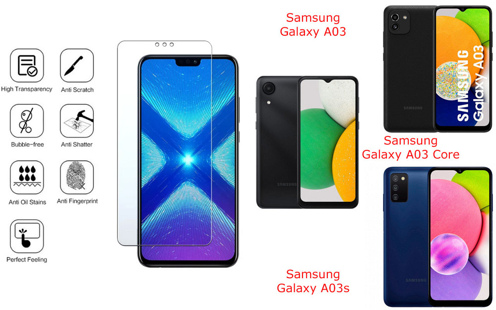 Защитное стекло NeoGlass для Samsung Galaxy A03, Galaxy A03 Core, Galaxy A03s – ультрапрозрачное и устойчивое Киев - изображение 4