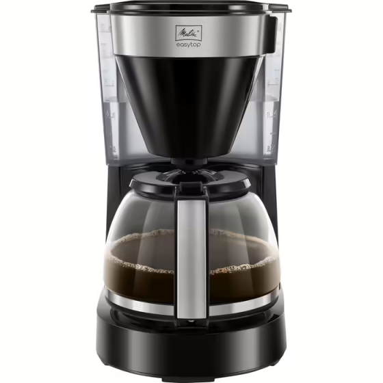 Крапельна фільтр-кавоварка Melitta Easy Top Timer (1010-04) з вбудованим дисплеєм та скляним глечиком на 10-15 чашок, чорна нержав Київ