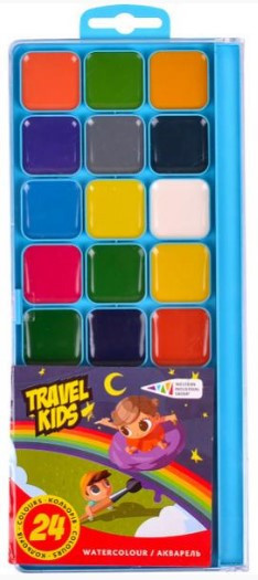 Фарби акварельні "Гамма Нововолинськ" "Travel Kids" 24 кольорів 312082/TK без пензля, шт Київ - фото 1