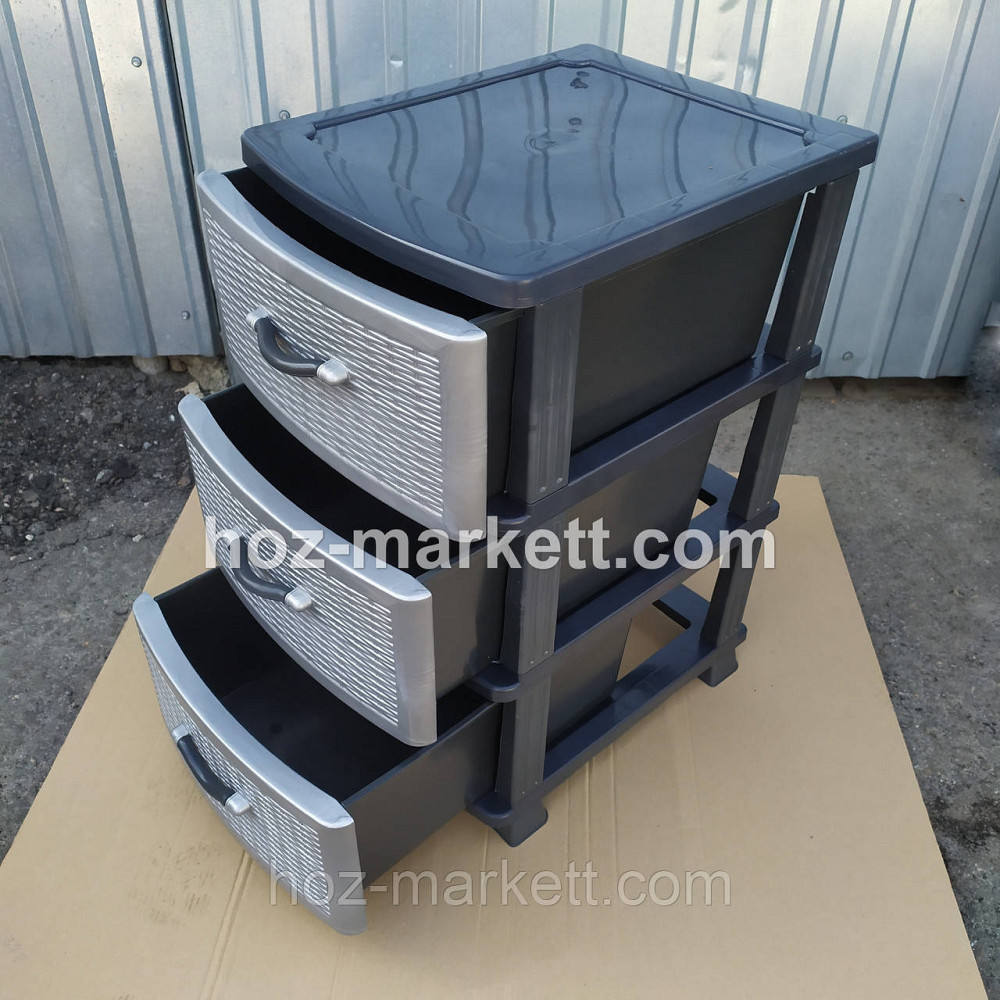 Комод пластиковий сірий на 3 ящики виробництво Україна Харків - фото 6