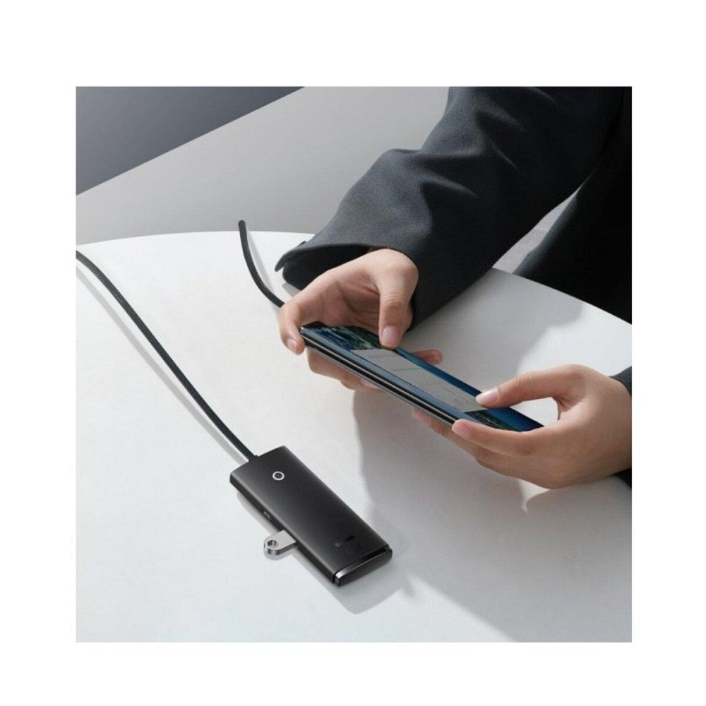 Хаб адаптер перехідник Baseus Lite Series 4-Port USB-A HUB 1m, колір чорний WKQX030101 Одеса - фото 5