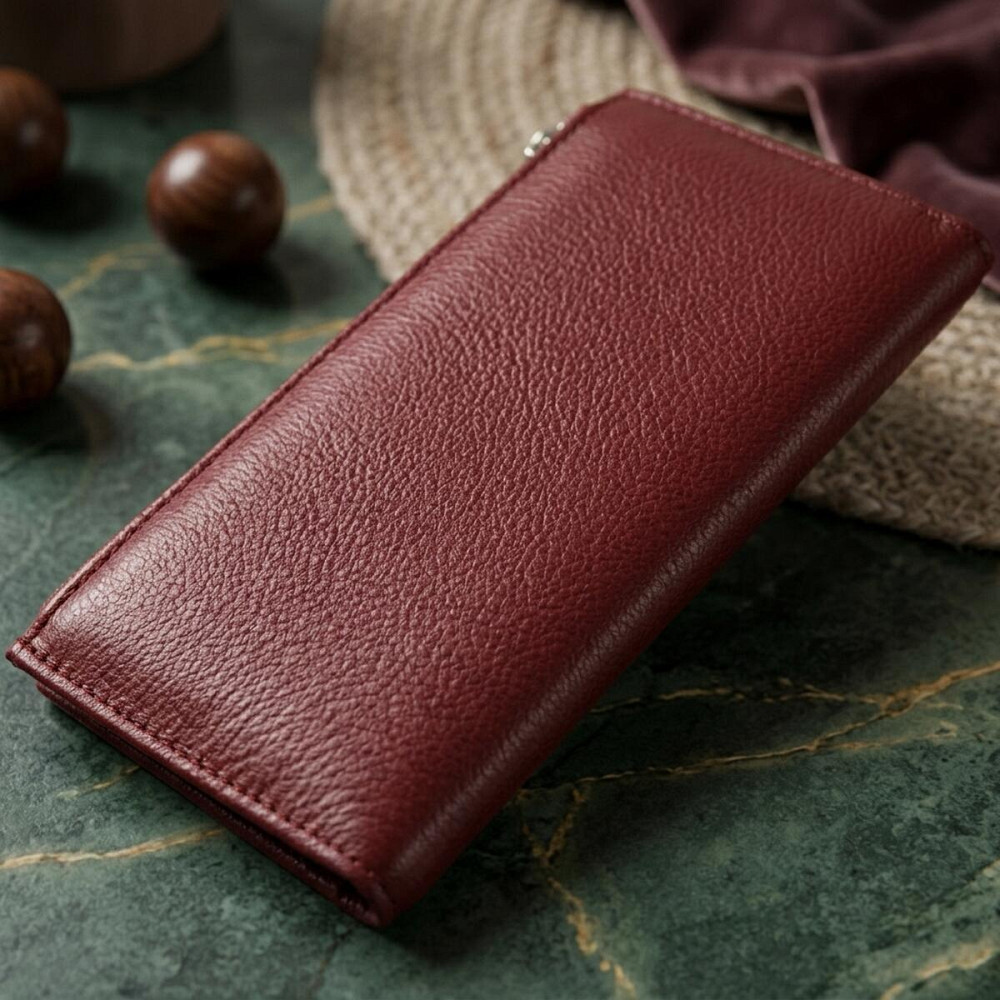 Стильний шкіряний гаманець для жінок ST Leather 19380 Темно-червоний Київ - фото 14
