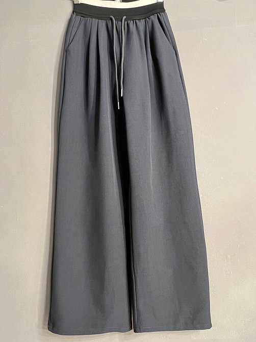 Брюки женские A-N 25110 палаццо широкие высокая талия на резинке со шнурком графит, графит, XL Киев - изображение 14