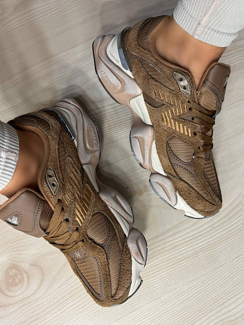 Кроссовки женские и мужские NB 9060-6 замша с сеткой потертые унисекс коричневые, 41, 25,5 см Киев - изображение 8