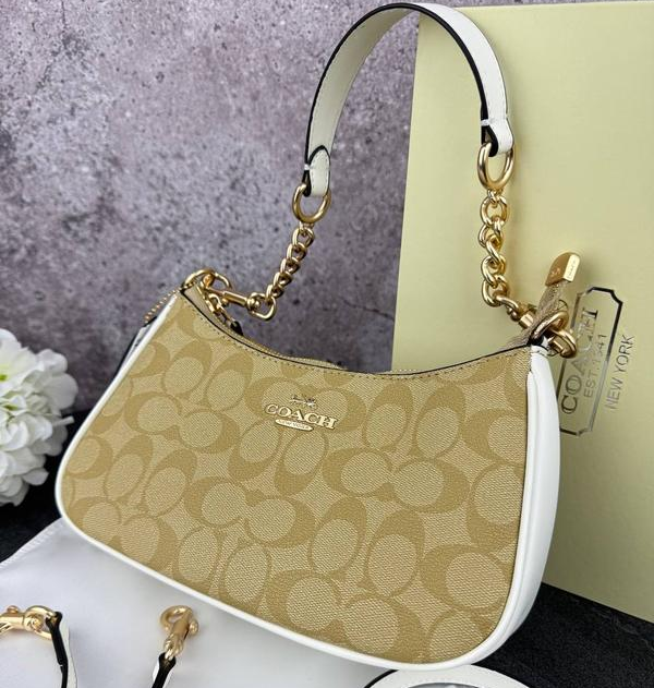 Сумка жіноча з двома ручками (Бежевий з білим) Вінниця - фото 9