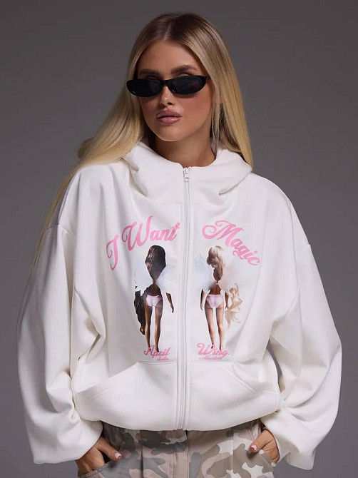 Жіночий трендовий оверсайз худі на блискавці трьохнитка на флісі Одеса - фото 1