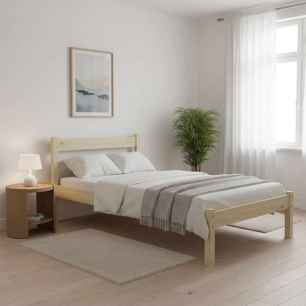 Односпальне дерев'яне ліжко Mebigrand MG01 Прозорий лак 90х200 см (MBG-21878) Дніпро - фото 1