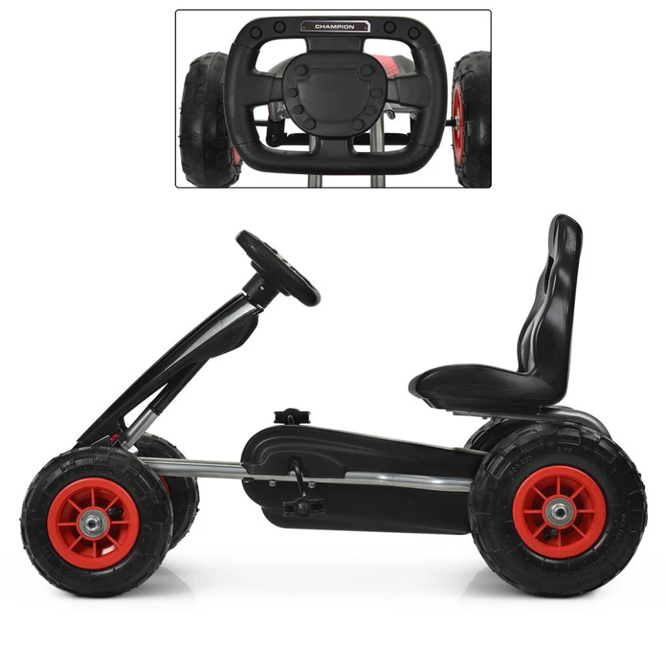 Карт педальный Bambi kart M 4036-2 надувные колеса Черный Винница - изображение 3