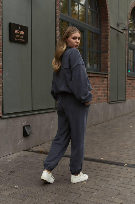 Женский теплый прогулочный костюм двойка двусторонний полар флис Графит Одесса - изображение 10